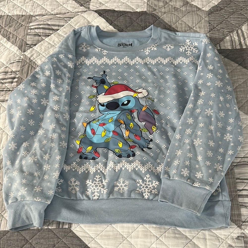 Disney Stitch Light Blue Snowflake Sweater